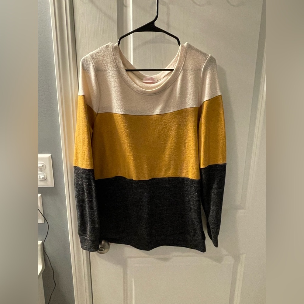 Pink Lily Color Block Sweater